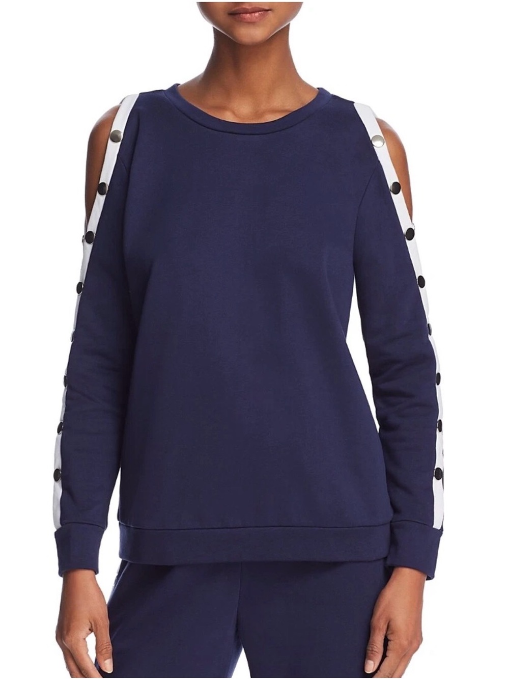 Honey Punch Women'S Blue Crew Neck Cold Snap Shoulder Sleeve Sweater Size S